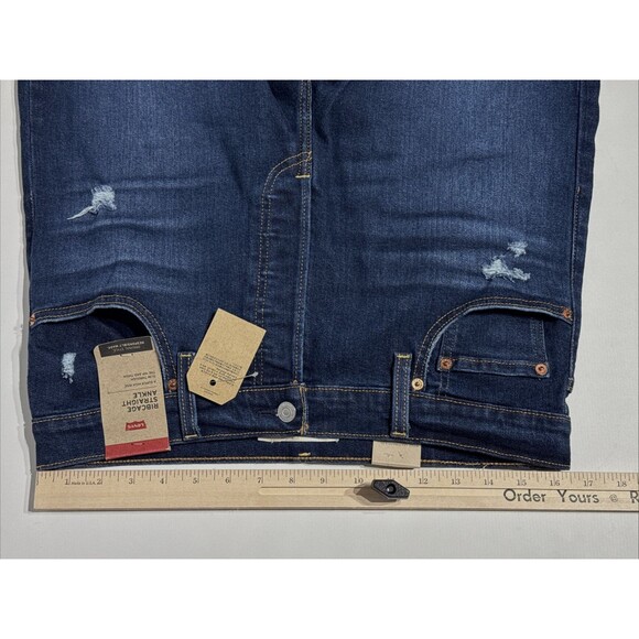 NWT $79.50 Levi's Ribcage Straight Ankle Distressed Dark Wash Jeans Women 32x27 - Picture 13 of 15